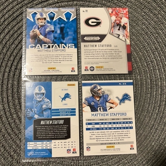 💋 Matthew Stafford, NFL Football Trading Cards, Mixed Lot of 4 - Picture 4 of 5